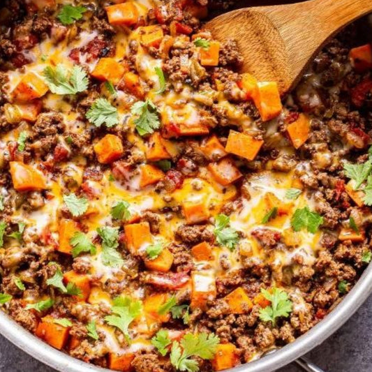 A1.) Ground Beef & Sweet Potato Skillet