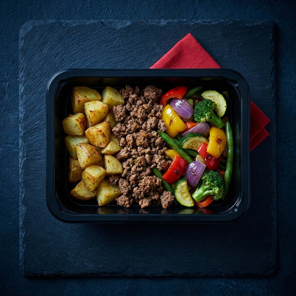 Ground Beef, Yukon Potatoes, Vegetable